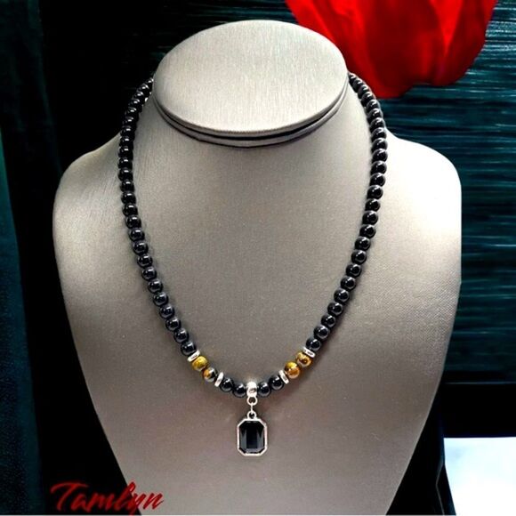 Men’s Charm Necklace l Stainless Steel l Beaded l 15” + extension l New - Picture 10 of 10